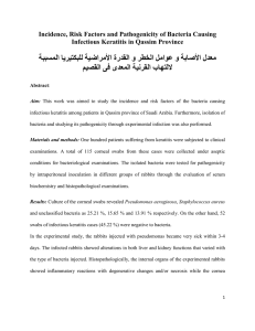 Incidence, Risk Factors and Pathogenicity of Bacteria Causing