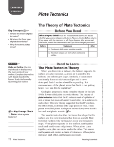 Plate Tectonics The Theory of Plate Tectonics