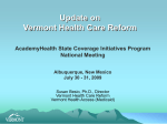 Update on Vermont Health Care Reform