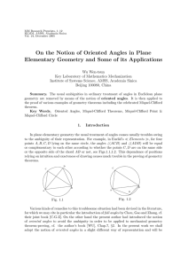On the Notion of Oriented Angles in Plane Elementary Geometry