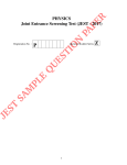JEST SAMPLE QUESTION PAPER - Joint Entrance Screening Test
