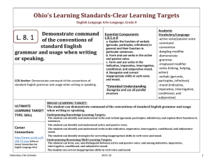Grade Eight Clear Learning Targets for Language