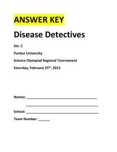 2012 ANSWER KEY Disease Detectives Purdue University