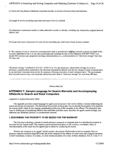 APPENDIX F: Sample Language for Search Warrants and