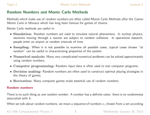 Random Numbers and Monte Carlo Methods