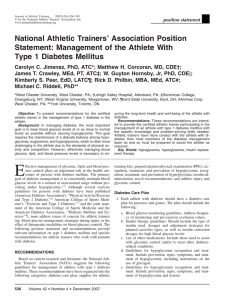 Management of the Athlete With Type 1 Diabetes Mellitus