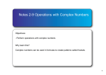Notes 29 Operations with Complex Numbers