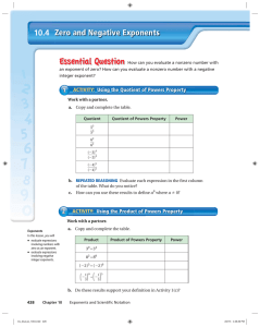 Zero and Negative Exponents 10.4