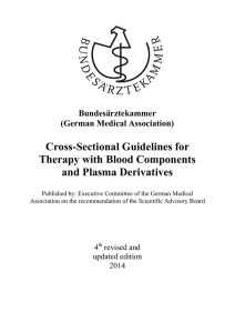 Cross-Sectional Guidelines for Therapy with Blood Components and