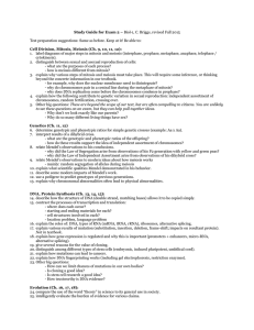 Study Guide for Exam 2 – Biol-1, C. Briggs, revised Fall 2015 Test