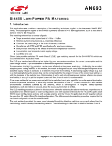 Si4455 LOW-POWER PA MATCHING