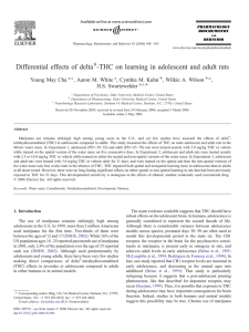 THC on learning in adolescent and adult rats