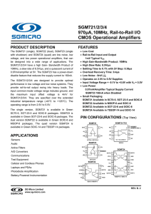 SGM721/2/3/4 970µA,10MHz, Rail-to-Rail I/O CMOS
