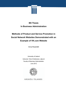 BS Thesis In Business Administration Methods of Product