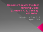 Computer Security Incident Handling Guide (Chapters 4, 5, 6 and 8