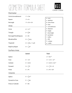 Geometry Formula Sheet