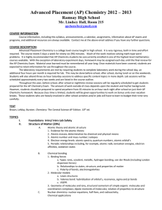 Advanced Placement (AP) Chemistry 2012 – 2013 Ramsay High