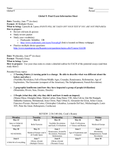 Name: Date: ______ Global 9 Period: ______ Global 9: Final Exam