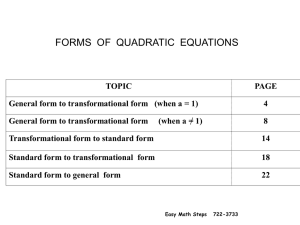 forms of quadratic equations