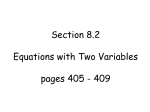 Section 8.2 Equations with Two Variables pages 405