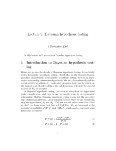 Lecture 9: Bayesian hypothesis testing