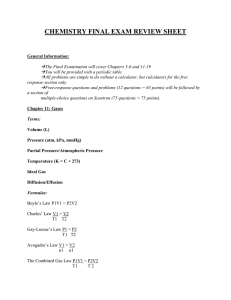 CHEMISTRY FINAL EXAM REVIEW SHEET