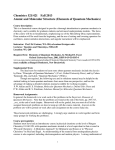 Chemistry 521/421 Fall 2013 Atomic and Molecular Structure