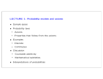 LECTURE 1: Probability models and axioms Readings: Sections 1.1