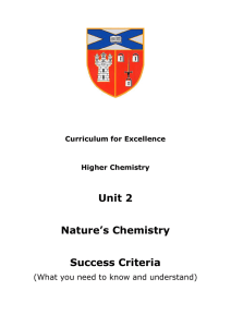 Curriculum for Excellence Higher Chemistry Unit 2 Nature`s Che