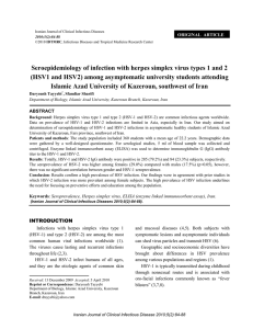 Seroepidemiology of infection with herpes simplex virus types 1 and