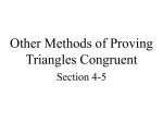 Other Methods of Proving Triangles Congruent