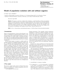 Model of population evolution with and without eugenics