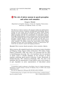 The role of mirror neurons in speech perception and
