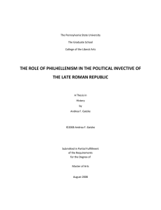 THE ROLE OF PHILHELLENISM IN THE POLITICAL INVECTIVE OF