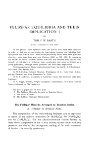 FELDSPAR EQUILIBRIA AND THEIR IMPLICATION I A. Feldspar in