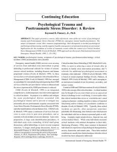 Psychological Trauma and Posttraumatic Stress Disorder