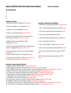 Early Cold War Review Game Score Sheet