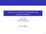 Lecture 3: The Normal Distribution and Statistical