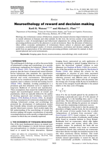 Neuroethology of reward and decision making