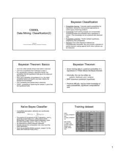 CS690L Data Mining: Classification(2) Bayesian Classification