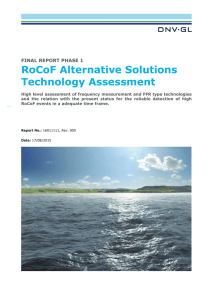RoCoF Alternative Solutions Technology Assessment
