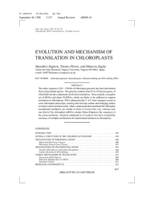 evolution and mechanism of translation in chloroplasts