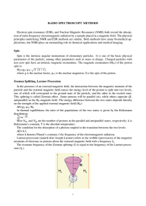 RADIO SPECTROSCOPY METHODS Electron spin resonance (ESR