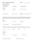 Algebra I – Semester 1 Final Review