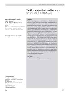 Tooth transposition–A literature review and a clinical case