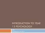 INTRODUCTION TO YEAR 13 PSYCHOLOGY File