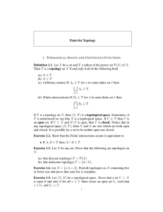 Point-Set Topology Definition 1.1. Let X be a set and T a subset of