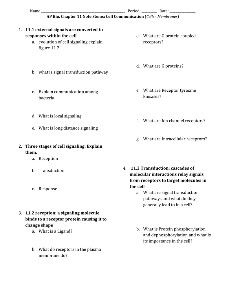 Signal Transduction Pathway Worksheet - Worksheet List