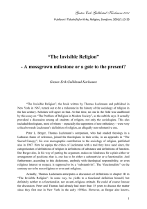 The Invisible Religion - Personal webpages at NTNU