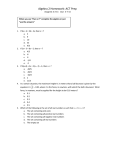 Algebra 2 Homework: ACT Prep Assigned: 4-2-14 Due: 4-7